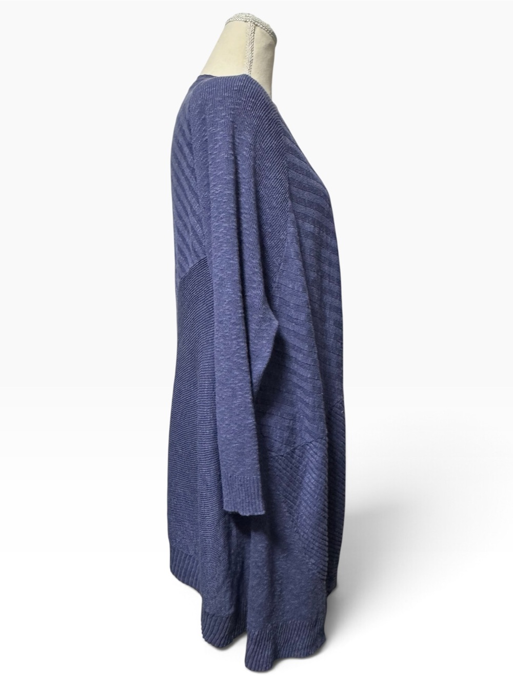 EILEEN FISHER Women's Cotton-Linen Knit Open Cardigan - Blue, Large - Picture 6 of 12